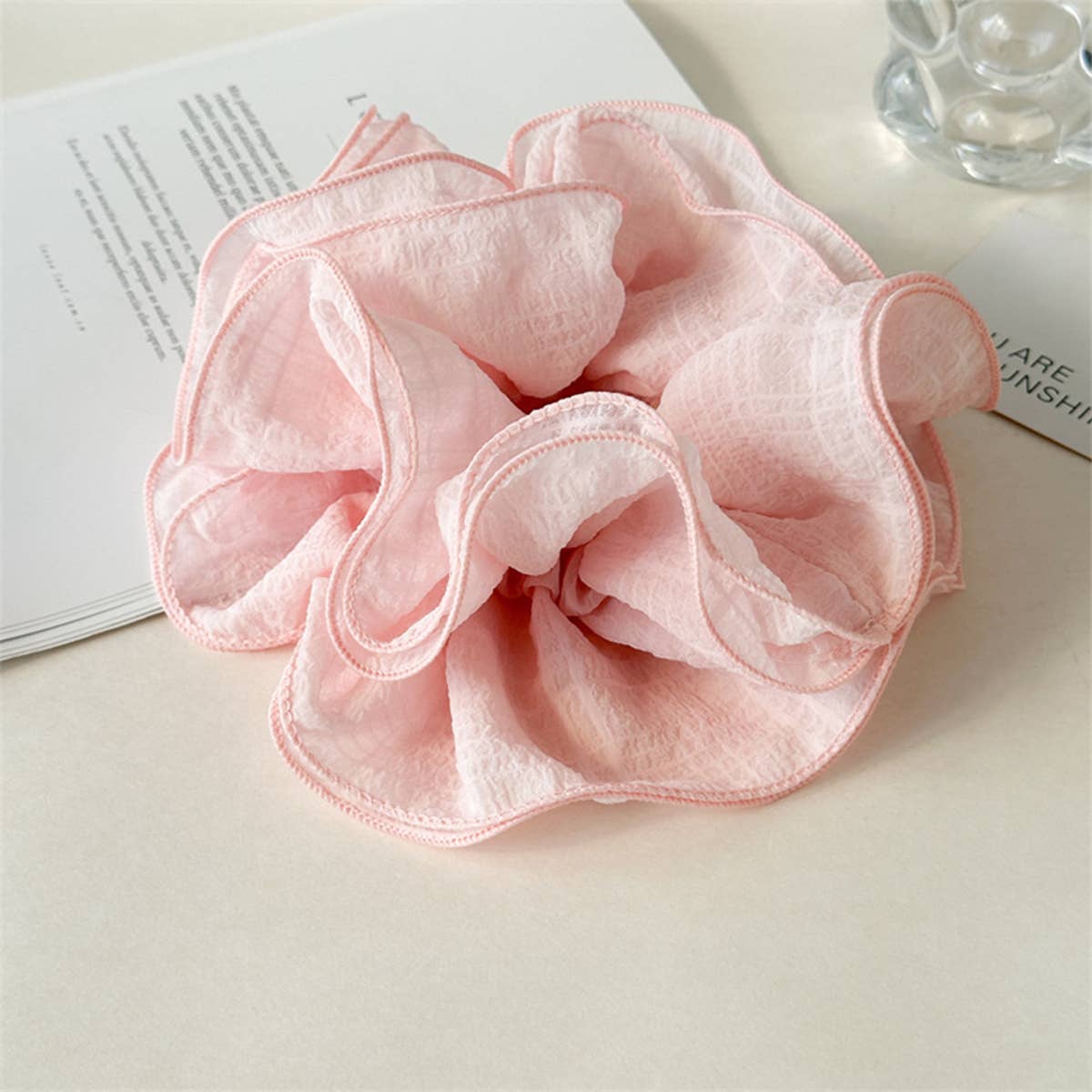 Large Blue Chiffon Scrunchie Ponytail Holder_Cwaha07529