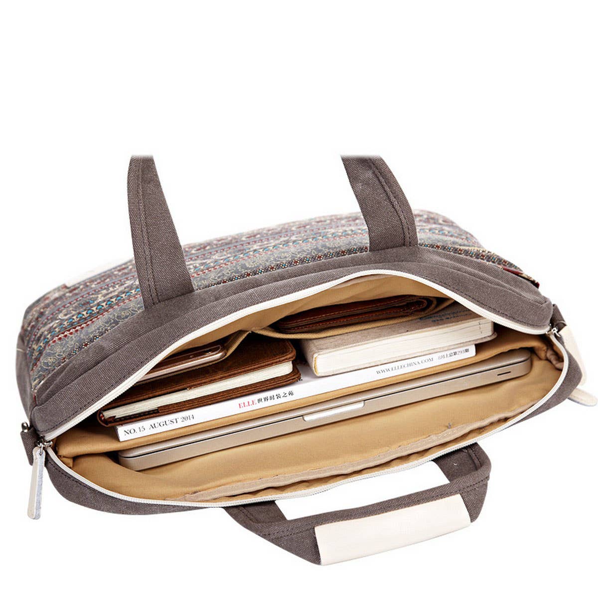 NEW ETHNIC PRINT CANVAS LAPTOP BAG_CWAB3320