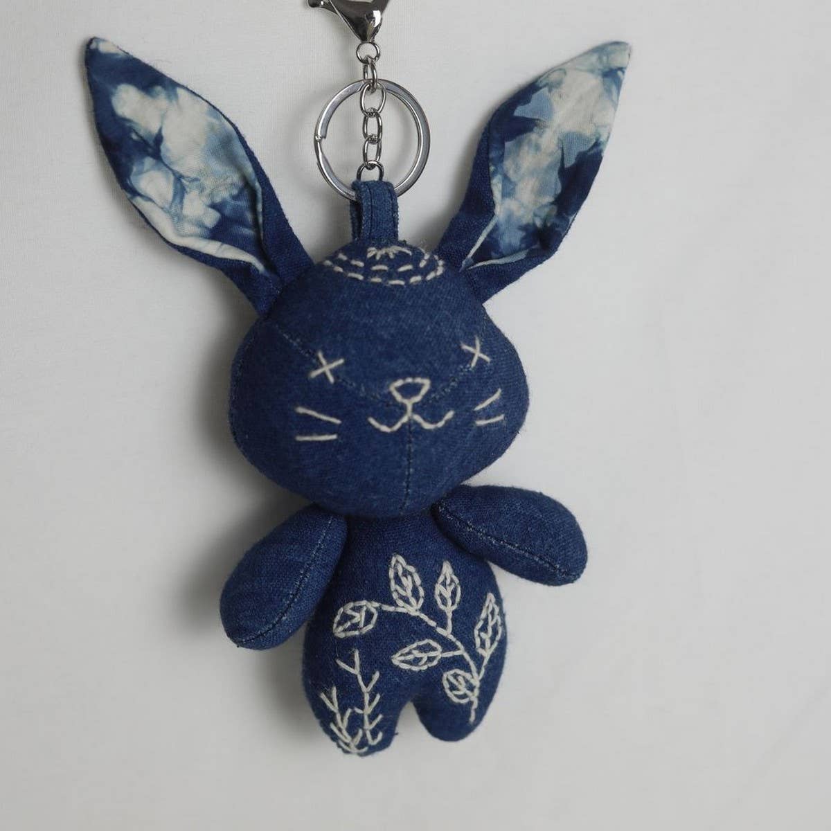 HANDMADE INDIGO BUNNY PLUSH CHARM DOLL TOY_CWMM5994