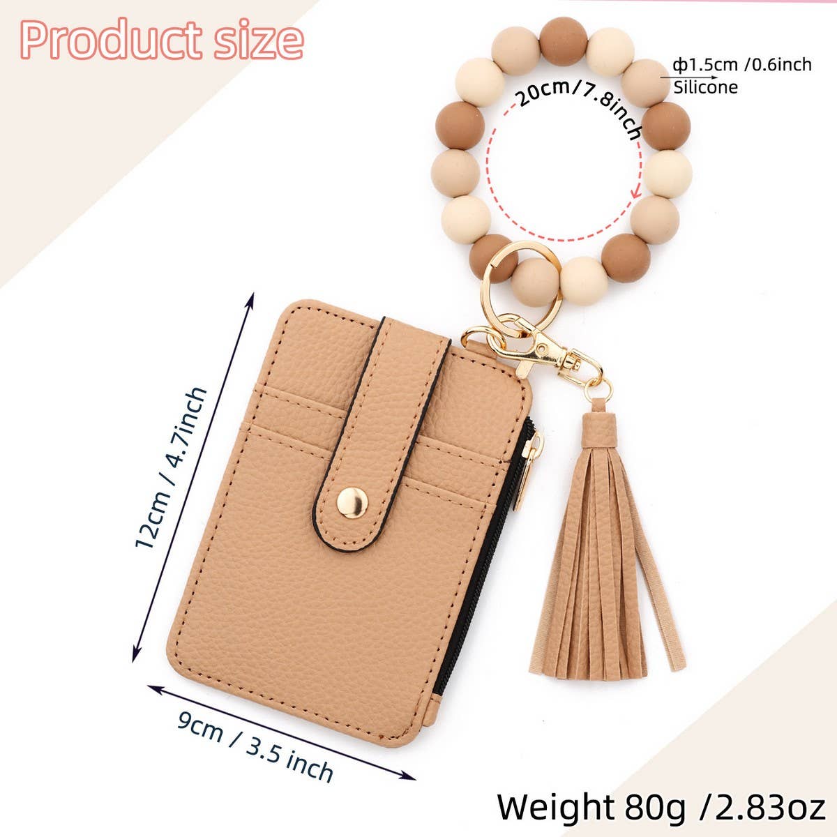 PATTERN PU CARD HOLDER WITH SILICONE BEAD CHAIN_CWAB4966