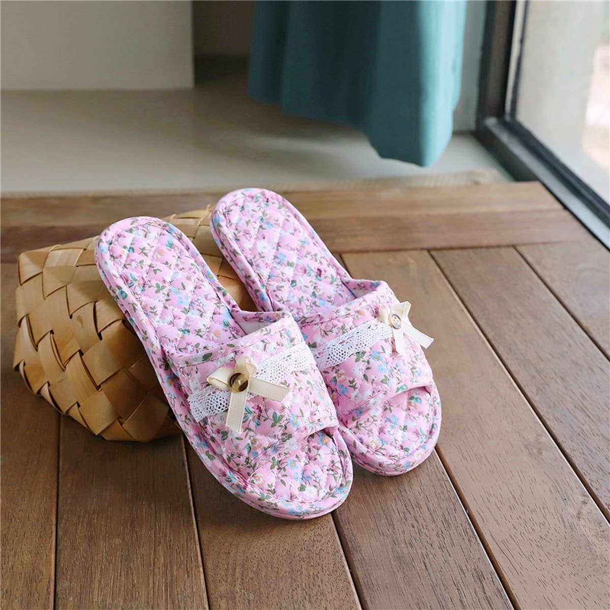 LINEN INDOOR SLIPPERS FOR HOME COUPLE WEAR_CWSHF0171