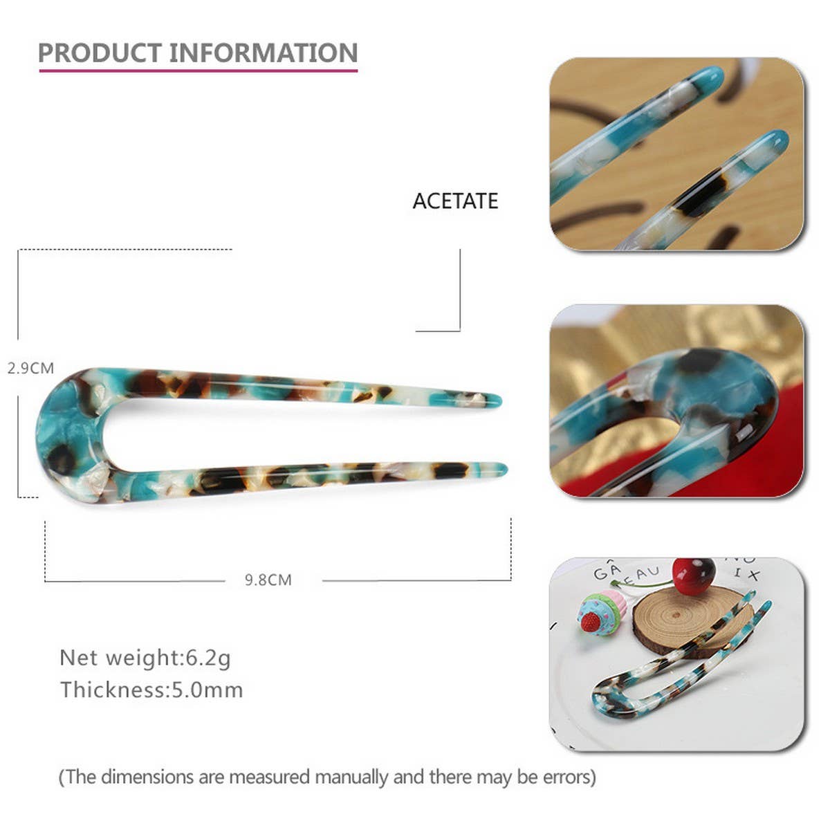 ACETATE SHEET 5MM THICK PLATE U SHAPE HAIRPIN_CWAHA4223