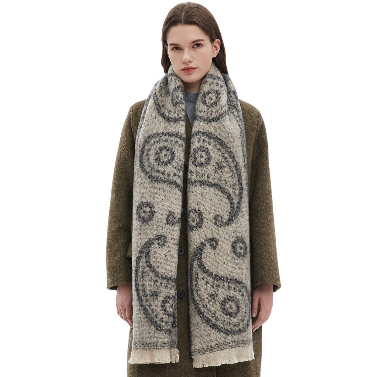 PAISLEY JACQUARD SCARF UNISEX WINTER SHAWL WRAP_CWASC0862