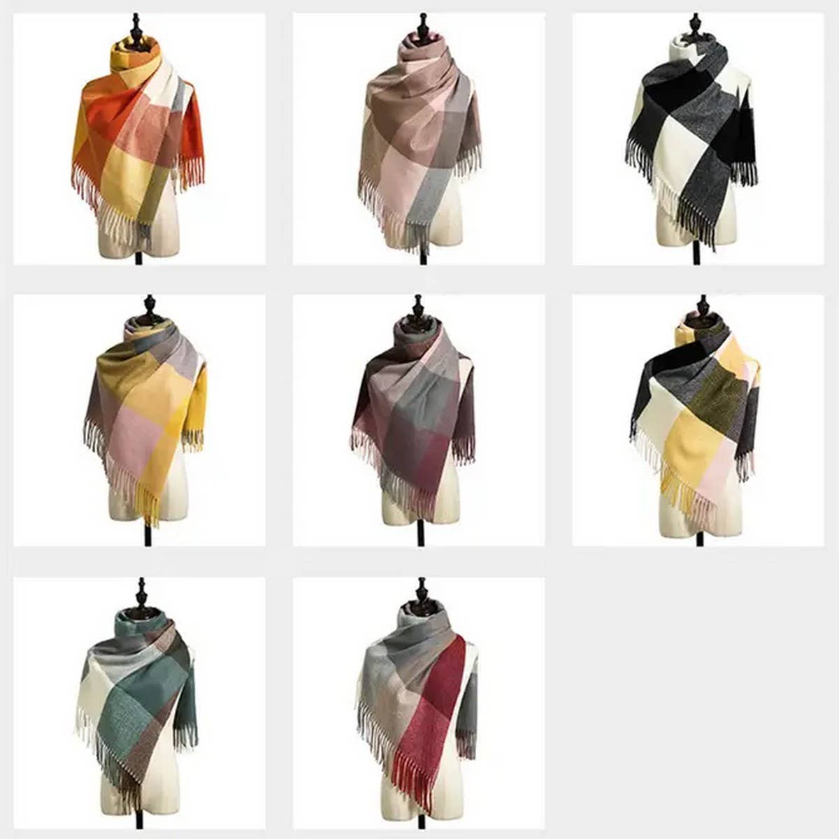 AUTUMN WINTER PLAID THICK SHAWL SCARF_CWASC0176