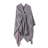 SIDE STRAP SHAWL PLAID SLIT CAPE WARM SCARF_CWASC2167
