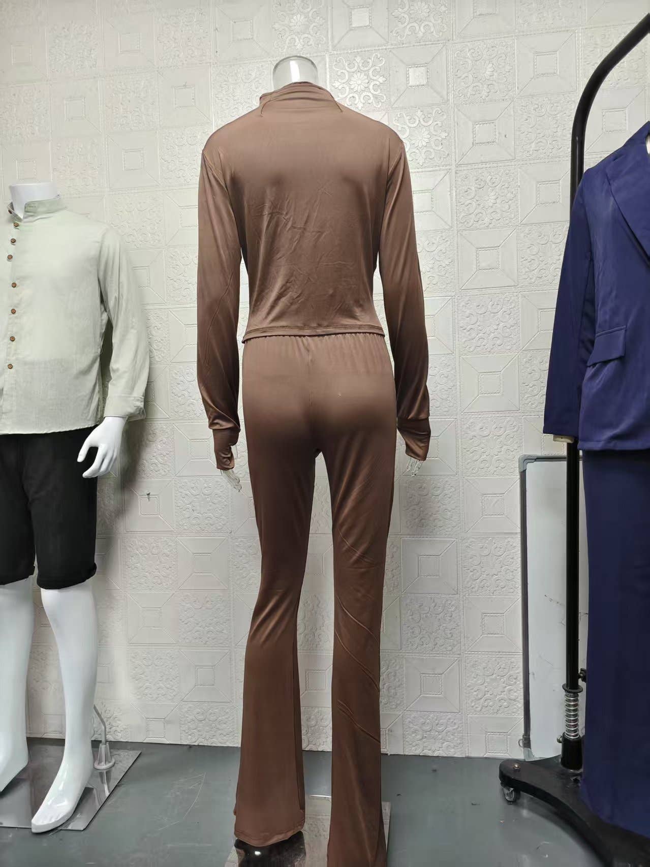 Tight Long-Sleeved Bell Bottoms Two-Piece Set