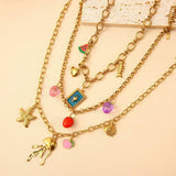 ORIGINAL STEEL OCEAN NECKLACE WITH ENAMEL PENDANT_CWMM8846