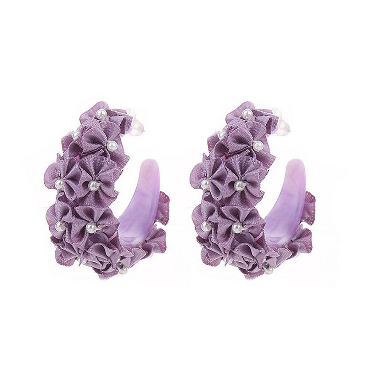 HANDMADE FABRIC FLOWER C HOOP EARRINGS FRESH STYLE_CWMM6280