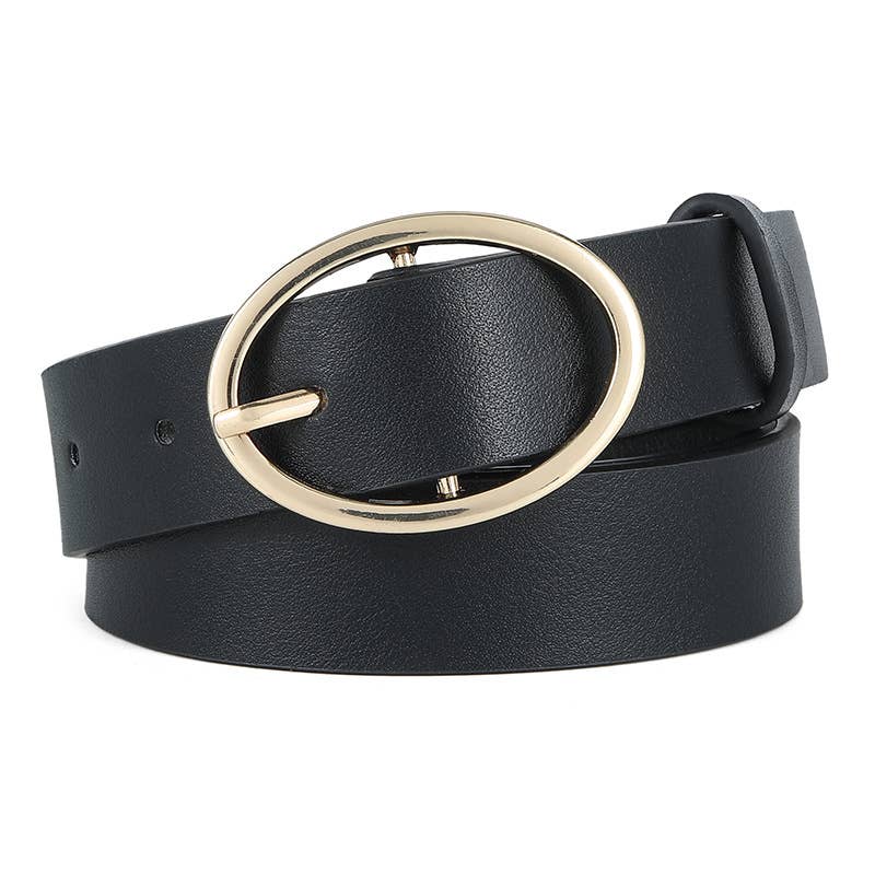 Leopard Print Pu Leather Belt With Round Buckle
