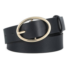 Leopard Print Pu Leather Belt With Round Buckle