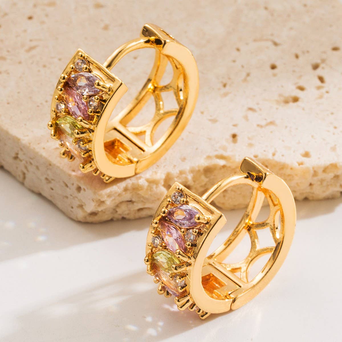 FASHION COPPER STUD EARRINGS MINIMALIST STYLE_CWMM8525