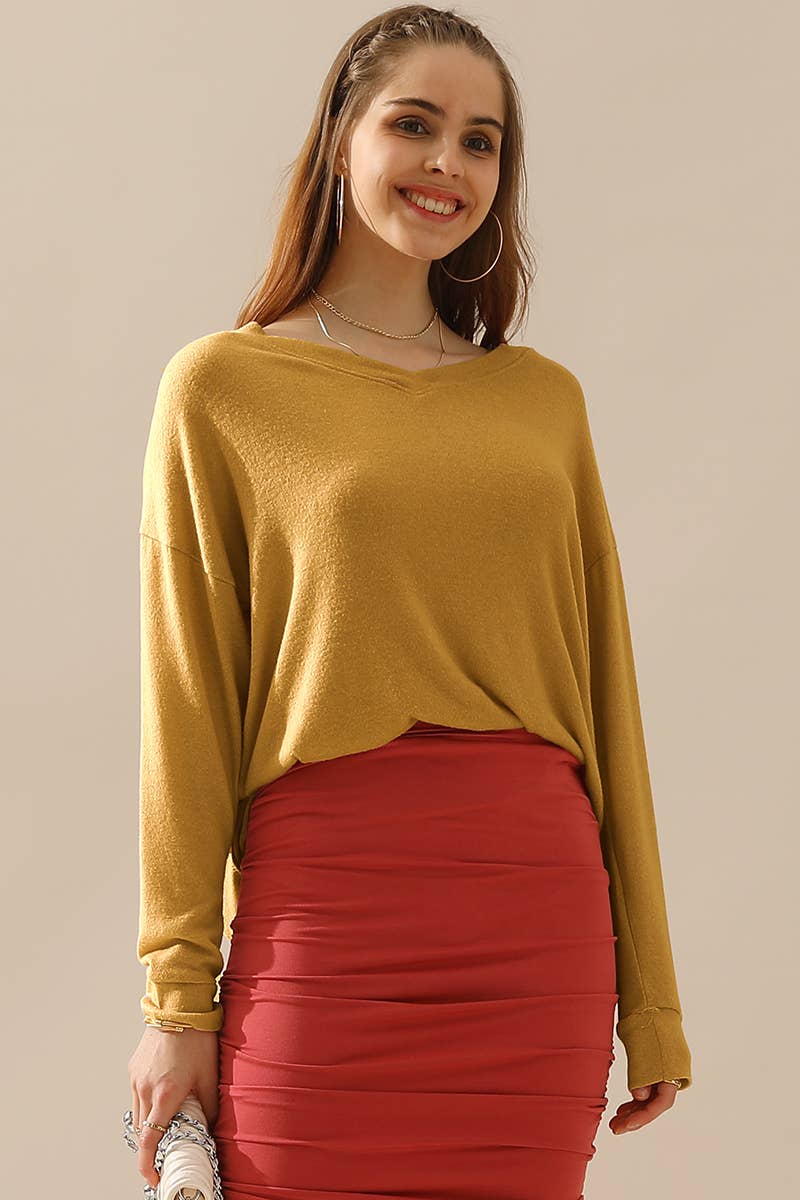 Women Casual V Neck Blouse_Cwttl1407