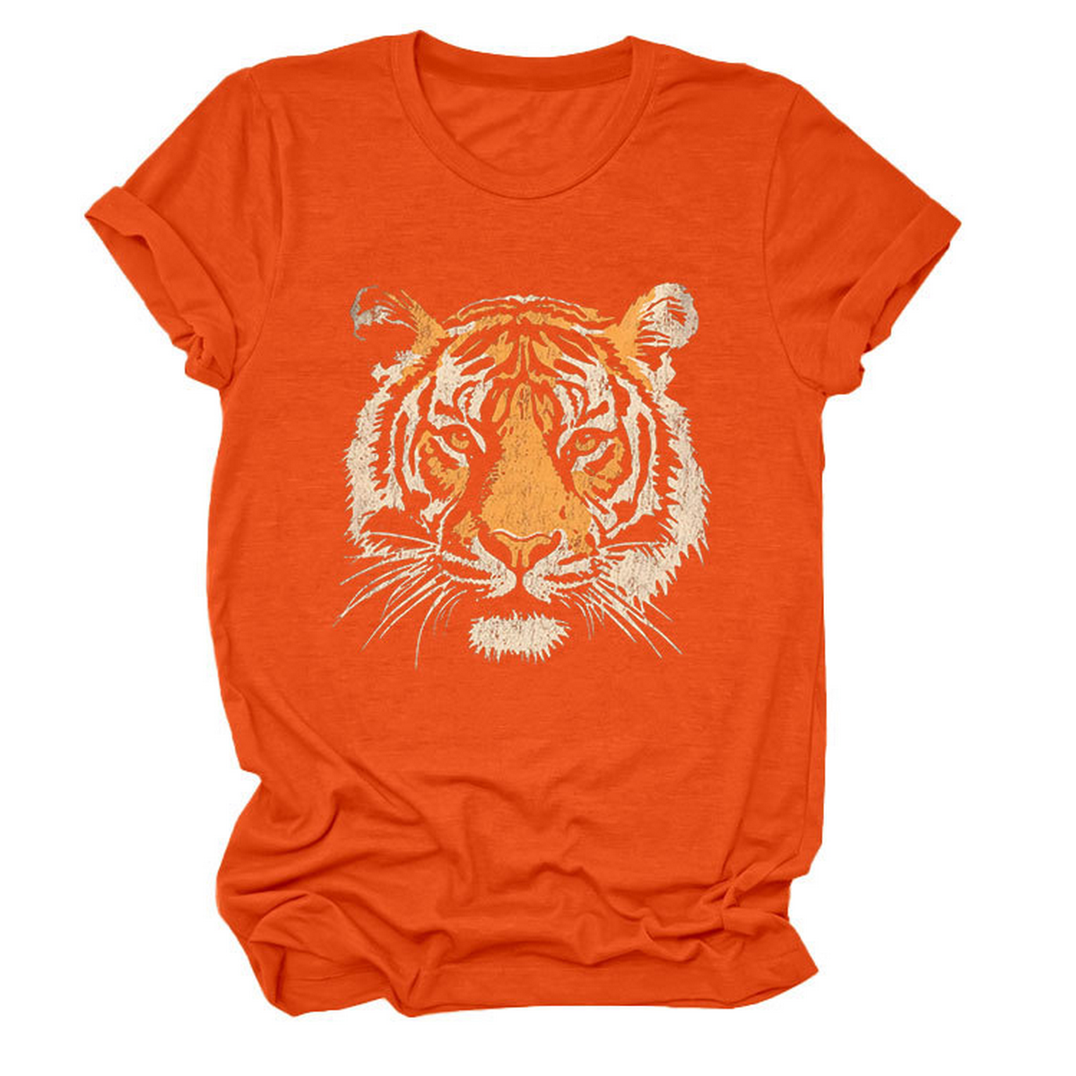 Women Summer Tee With Stylish Tiger Print_Cwttsl0494