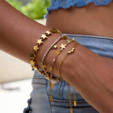 BRIGHT ENAMEL HEART STAR BRACELET 18K GOLD STEEL_CWAJE4812