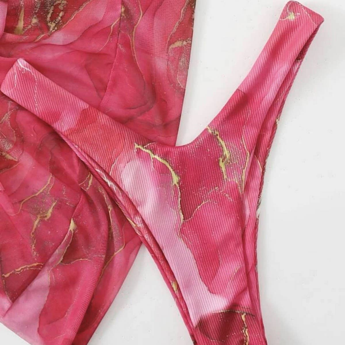 MARBLE PRINT BIKINI SET SEXY 3 PIECE SWIMSUIT_CWMW0158