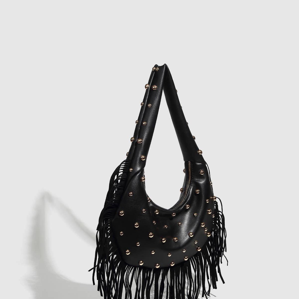 PUNK STUDDED FRINGE SHOULDER BAG FOR WOMEN_CWAB5681