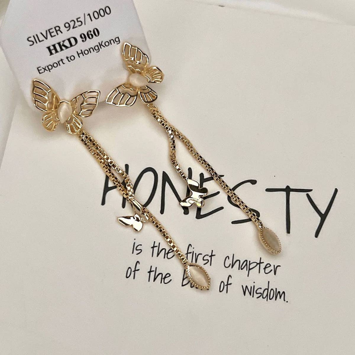 HOLLOW CATS EYE BUTTERFLY PENDANT STUD EARRINGS_CWAJE1328