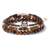 Cwaje4229_Stone Beads Shell Cat Head Three-Piece Bracelet
