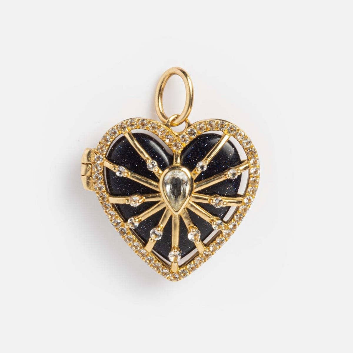 GEMSTONE HEART LOCKET NECKLACE SPARKLING LOVE_CWMM6956