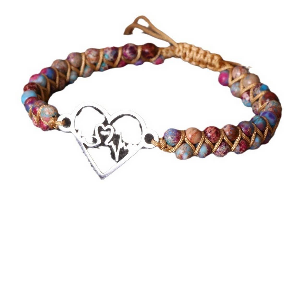 HEART SHAPE BRAIDED ADJUSTABLE BRAIDED BRACELETS_CWAJE3957