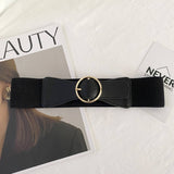 BLACK OUTER ELASTIC ROUND BUCKLE WAIST SEAL_CWABE0651