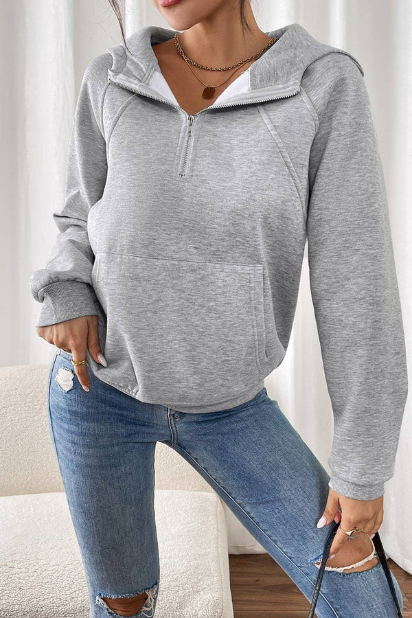Cwohol0787_Solid Color Thickened Hooded Sweatshirt