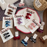 Velvet Bow Heart Clips Kids Sweet Style_Cwaha08369