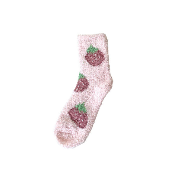 Thick Fruit Fleece Cozy Crew Socks_Cwms03225