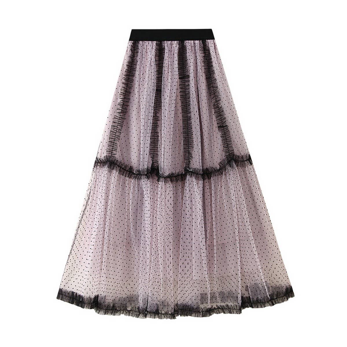 HEAVY MESH SKIRT POLKA DOT A LINE CAKE LONG SKIRT_CWBMS0291