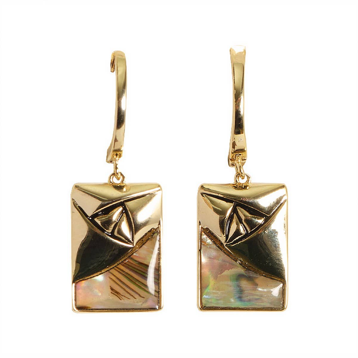 GEOMETRIC RECTANGULAR ABALONE DROP EARRINGS_CWMM4327
