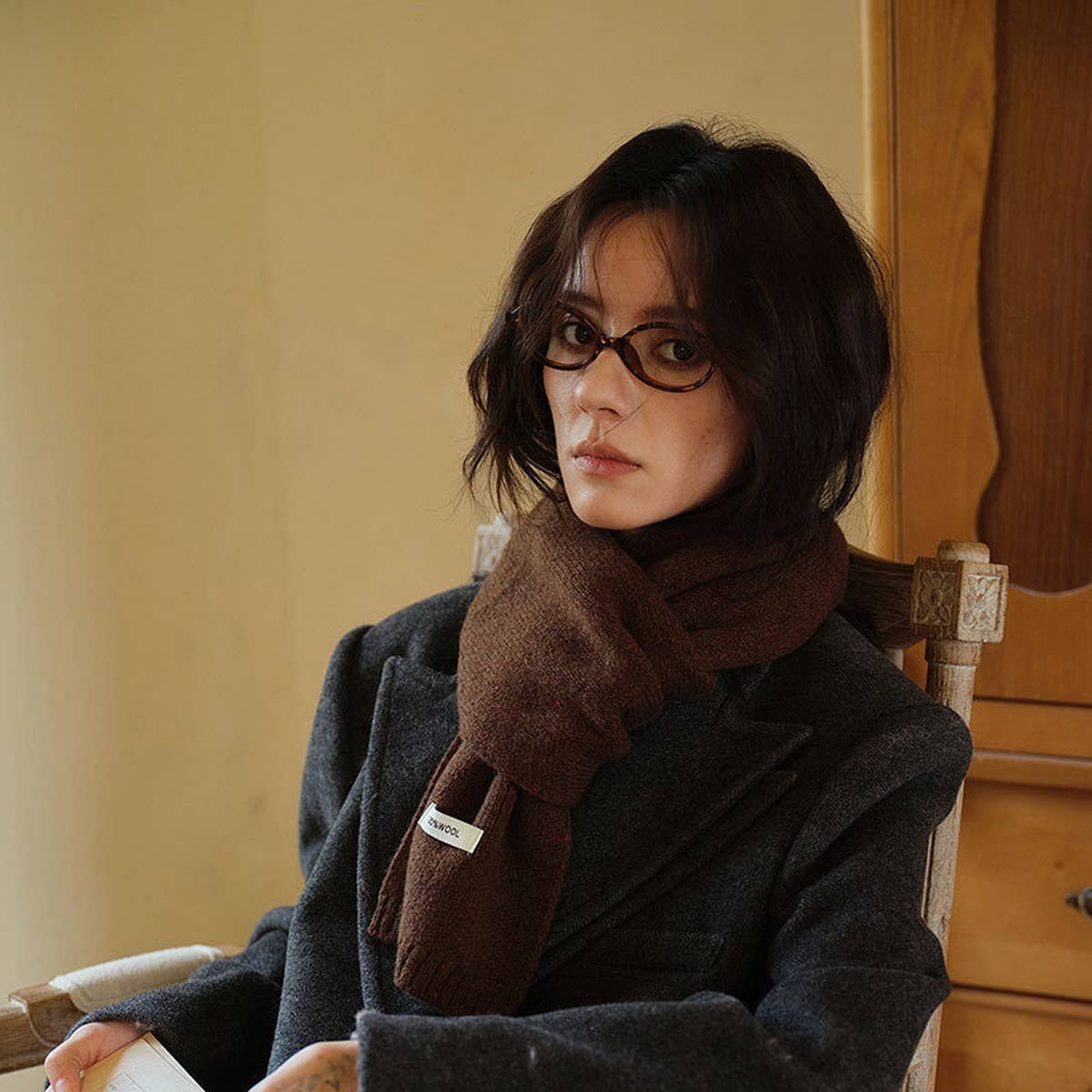 Wool Knit Narrow Scarf Warm Winter Neck Scarf_Cwasc2279