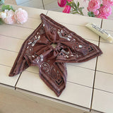 Vintage Paisley Denim Blue Bandana Hair Tie