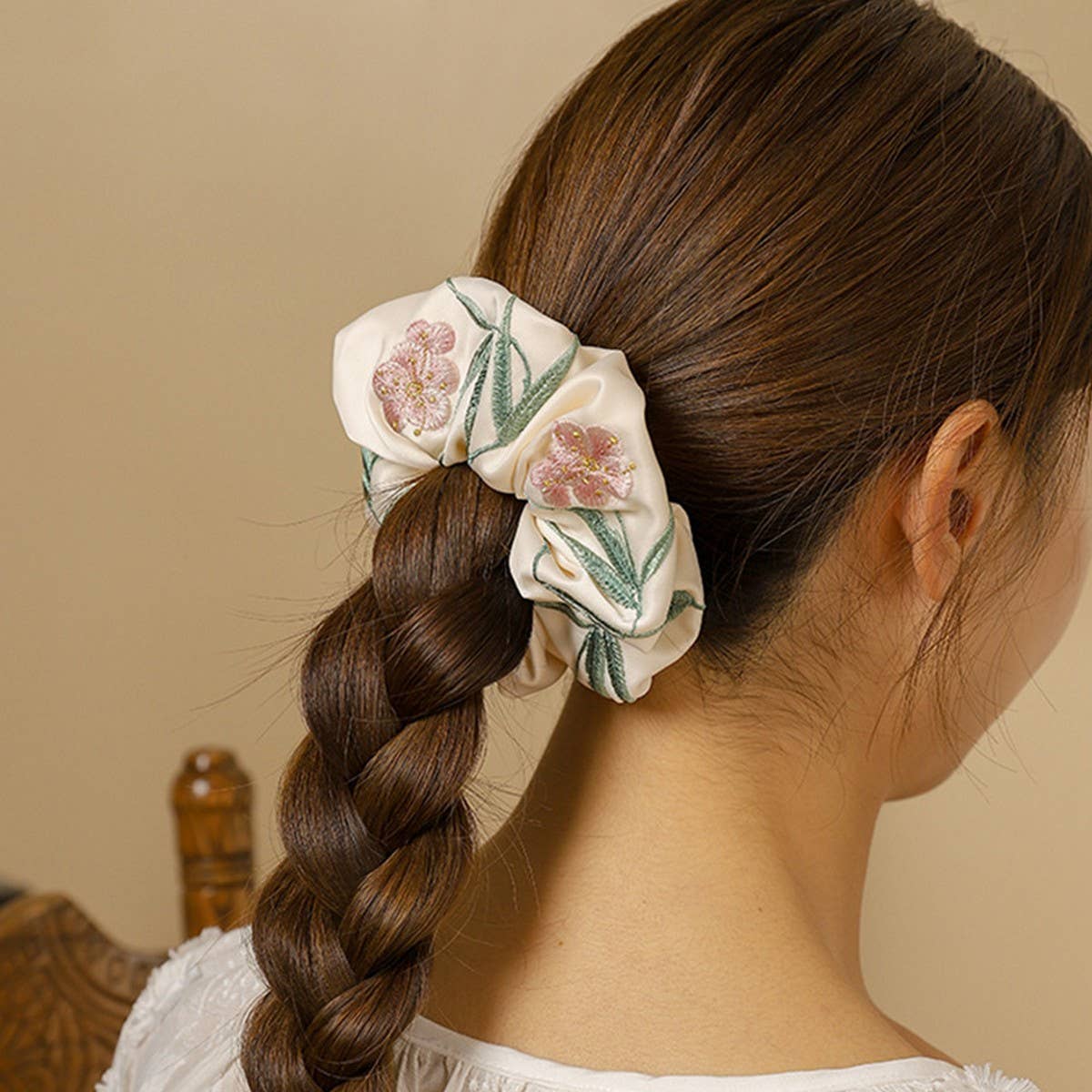OLEANDER EMBROIDERED HAIR TIE FOR HANFU QIPAO_CWAHA5410