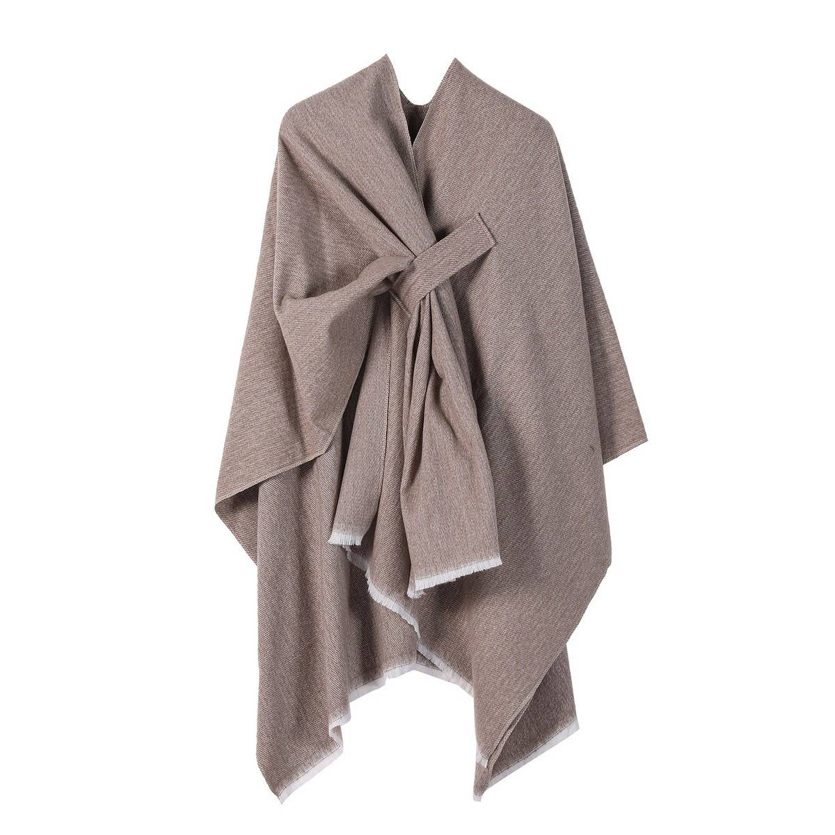 SOLID COLOR FASHIONABLE KNITTED SHAWL CAPE_CWASC2128