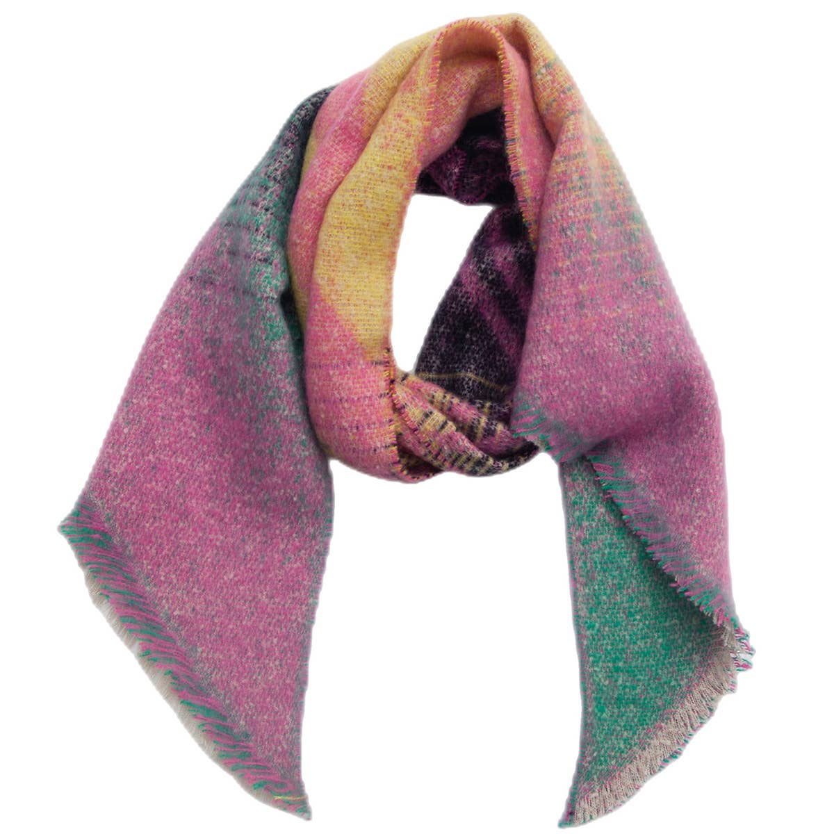 STRIPED FUZZY SHAWL THICK WINTER WRAP FOR WOMEN_CWASC0120