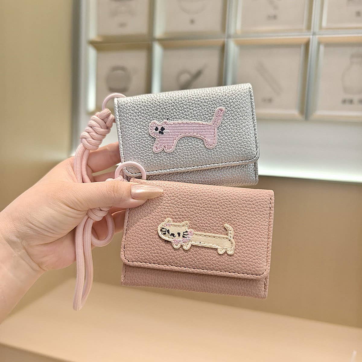 Cute Cartoon Cat Patch Trifold Short Wallet_Cwab06200