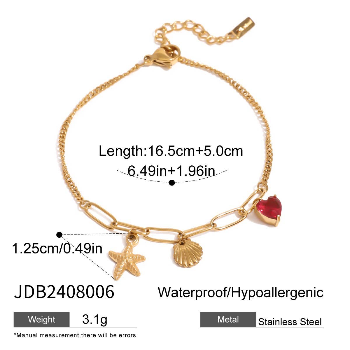 18K GOLD FISH STAR PEARL BRACELET IN STEEL_CWAJE4642