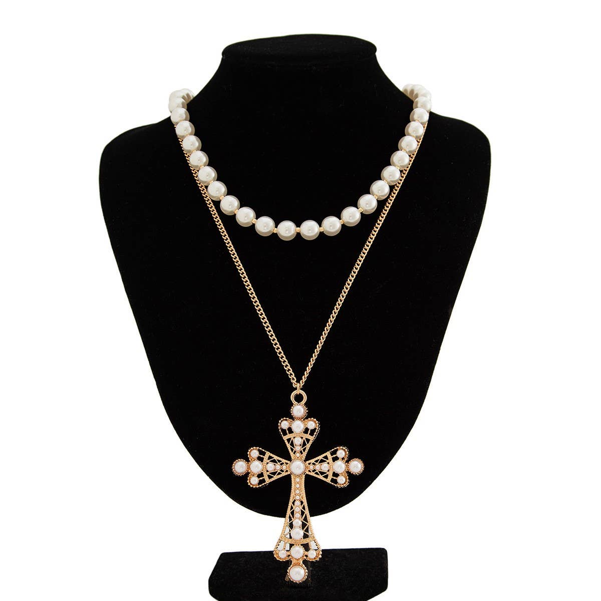 PEARL CROSS PERSONALIZED ALL MATCH NECKLACE_CWMM3128