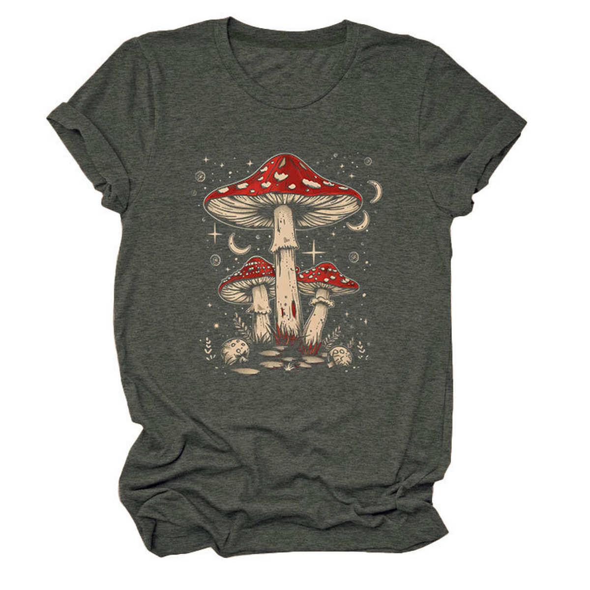 PLAYFUL RED MUSHROOM PRINT WOMENS BASE TEE_CWTTS1510