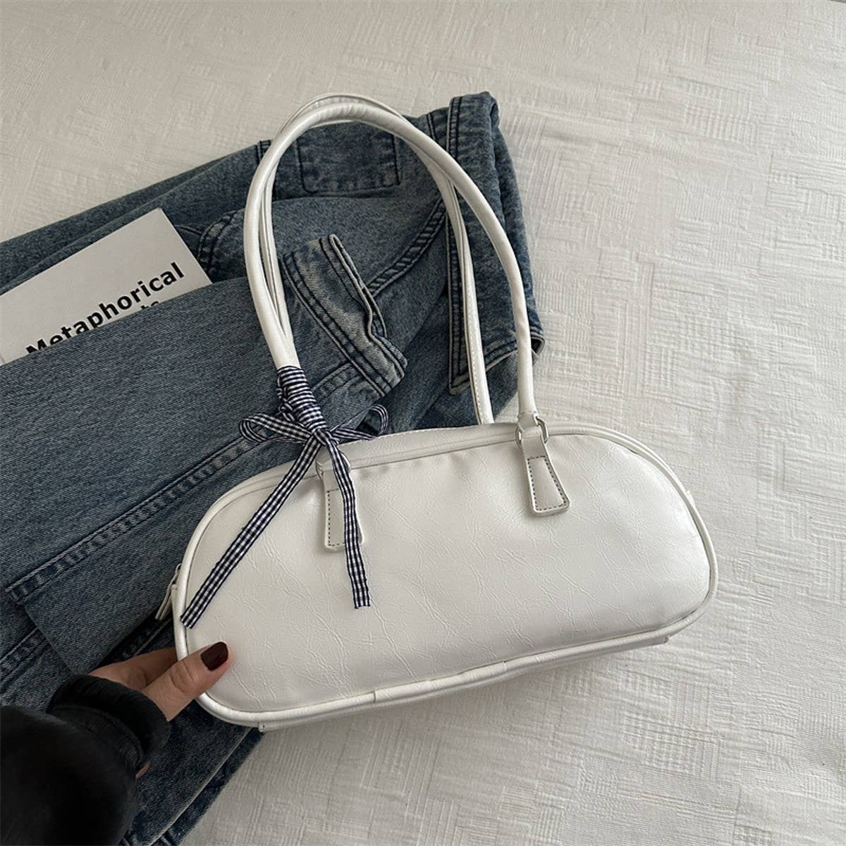 FASHION BUTTERFLY SIMPLE SOLID COLOR KNOT HANDBAG_CWAB3308