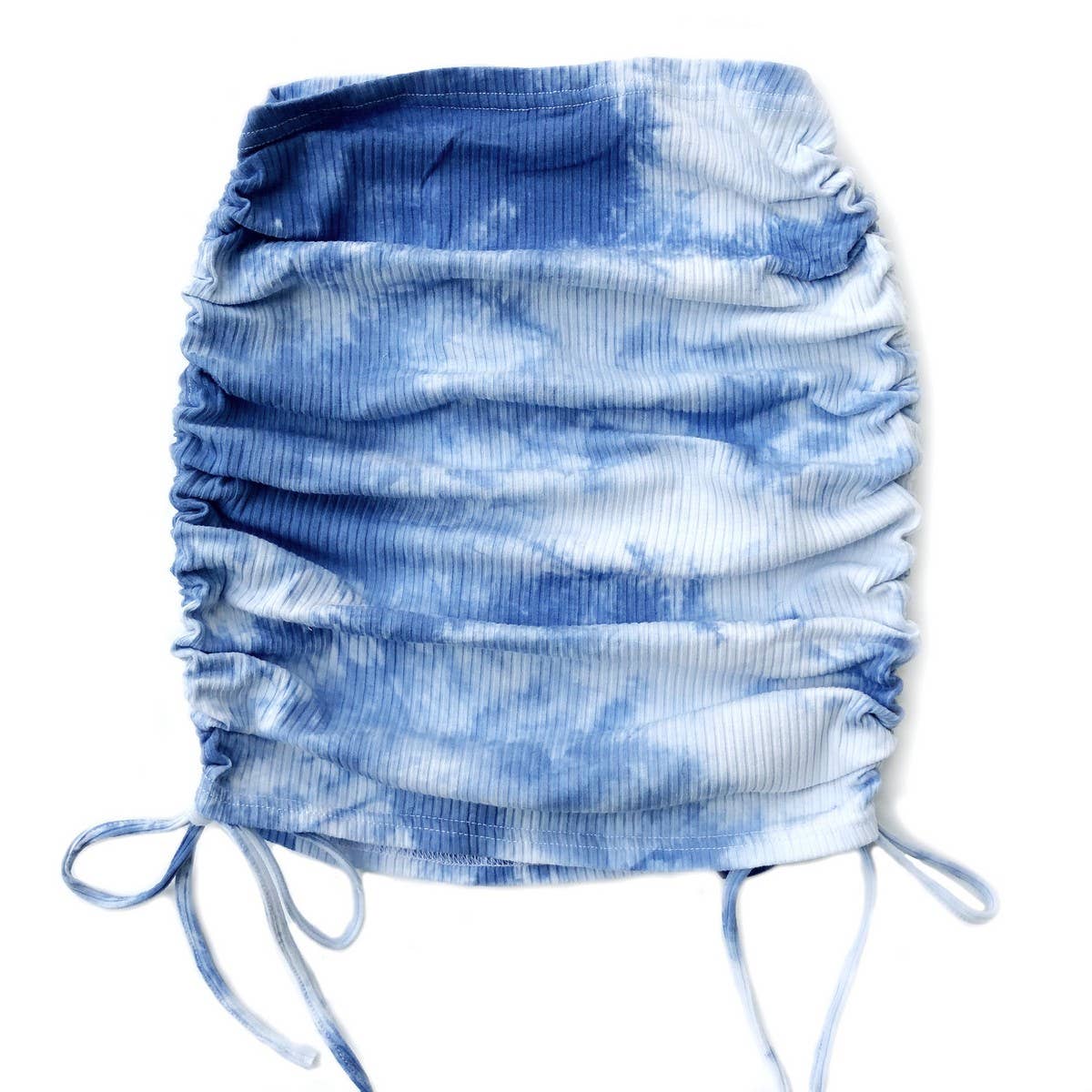 KNITTED DRAWSTRING SKIRT TIE DYE PLEATED SKIRT_CWBSS0409
