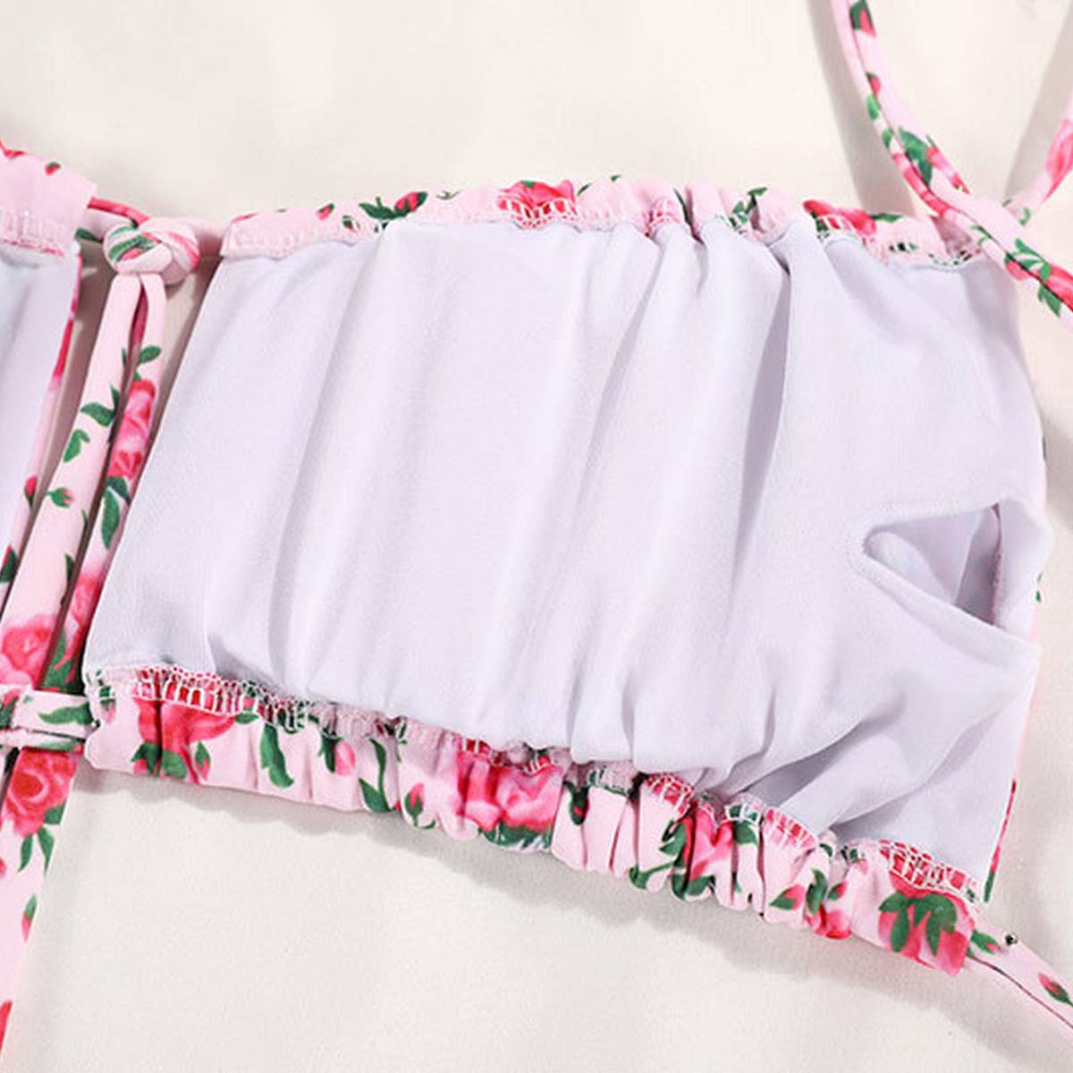 Tied Bikini Set Sexy Floral Swimsuit_Cwmw0239