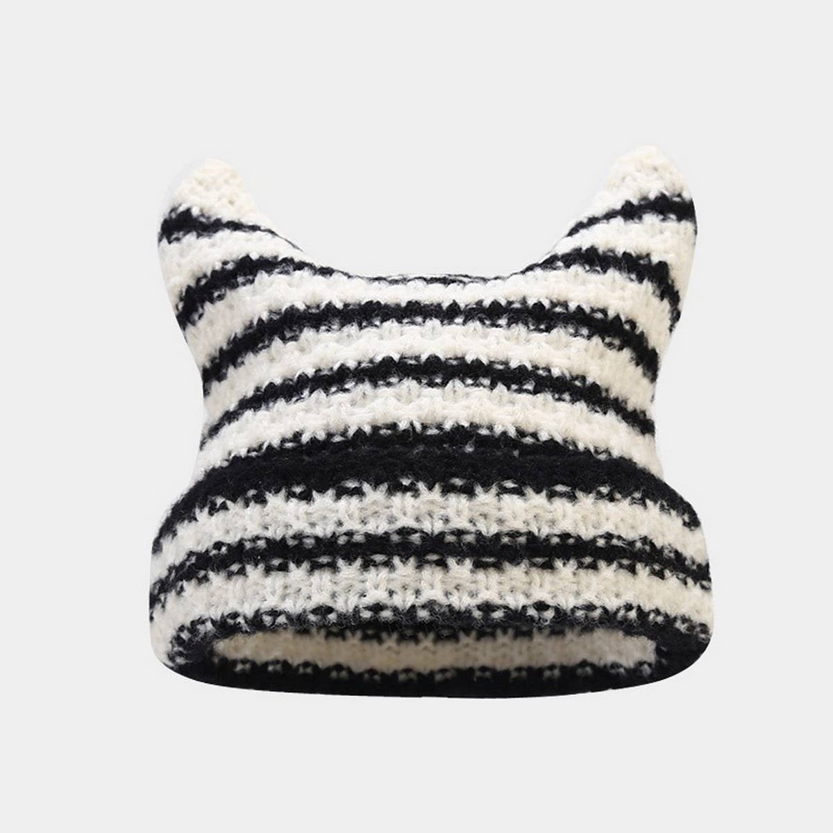 DEVIL EARS STRIPED WOOL KNITTED HAT_CWAH2125