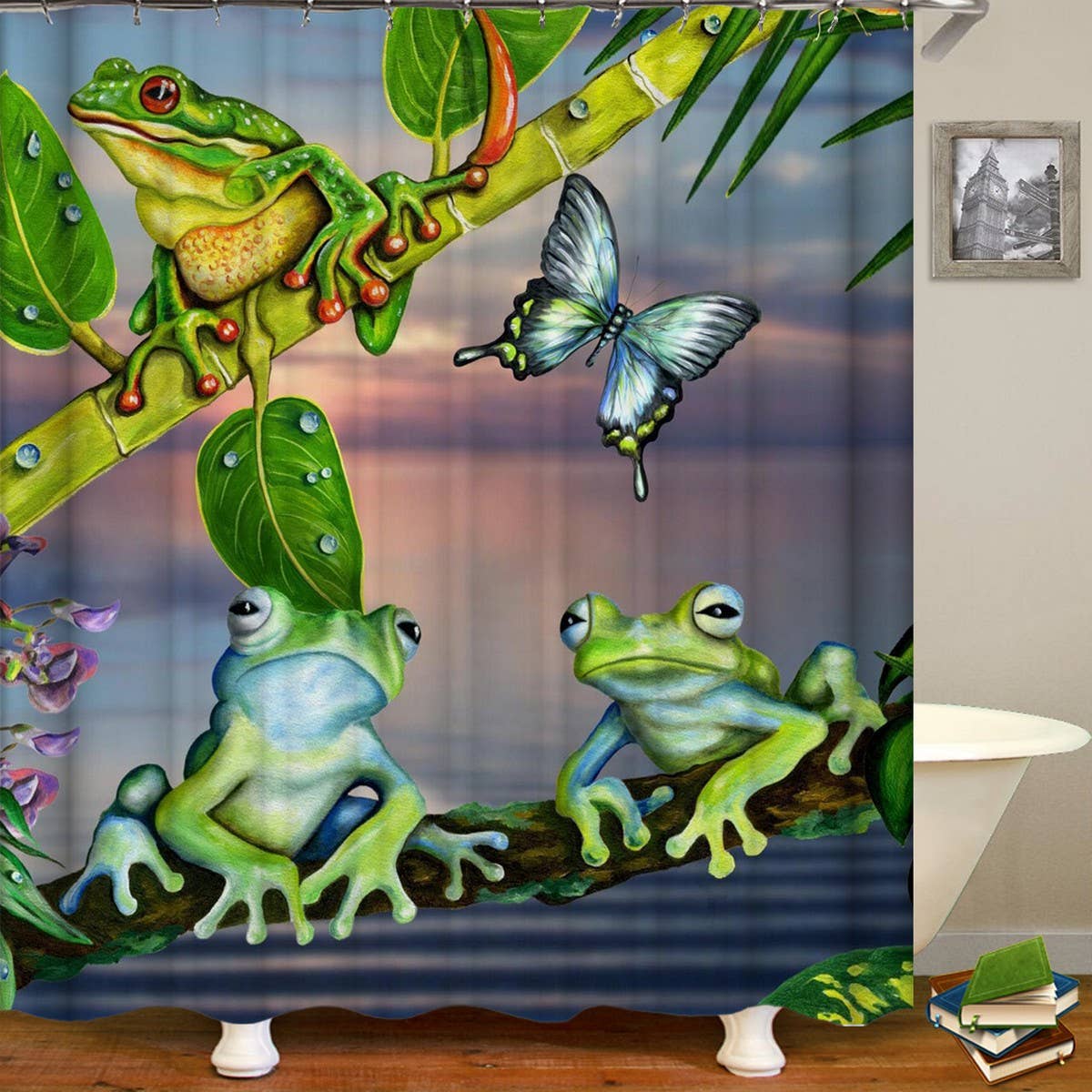 HOT SALE DIGITAL PRINTED FROG SHOWER CURTAIN_CWMM1805