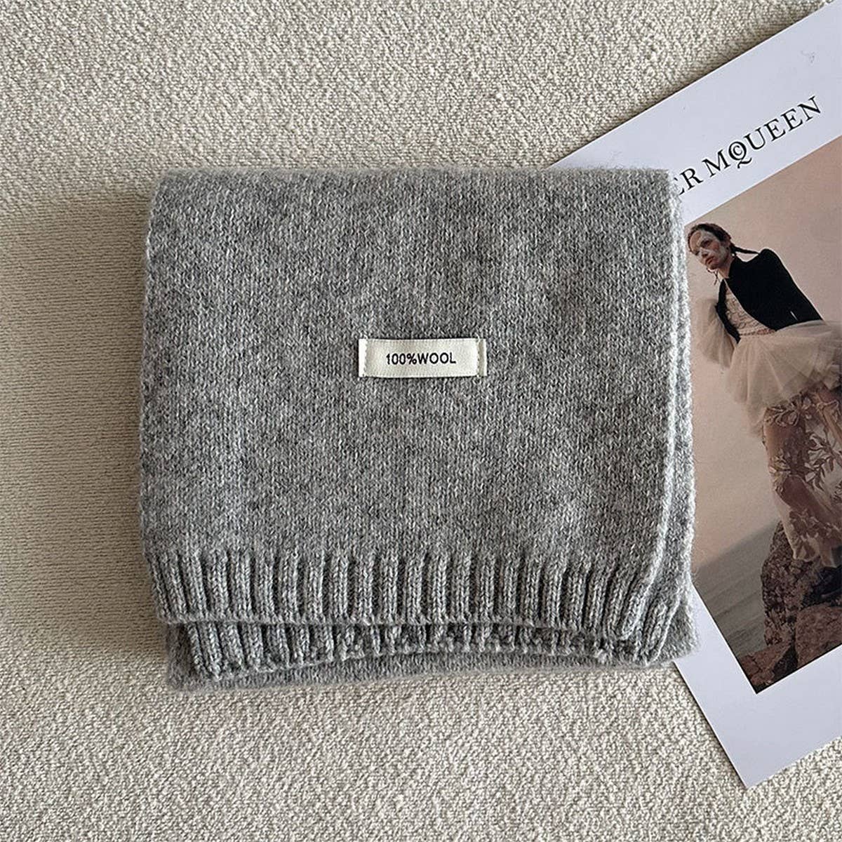 Wool Knit Narrow Scarf Warm Winter Neck Scarf_Cwasc2279