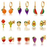 HOT SUMMER FRUIT EARRINGS WATERMELON LEMON CACTUS_CWAJE5108