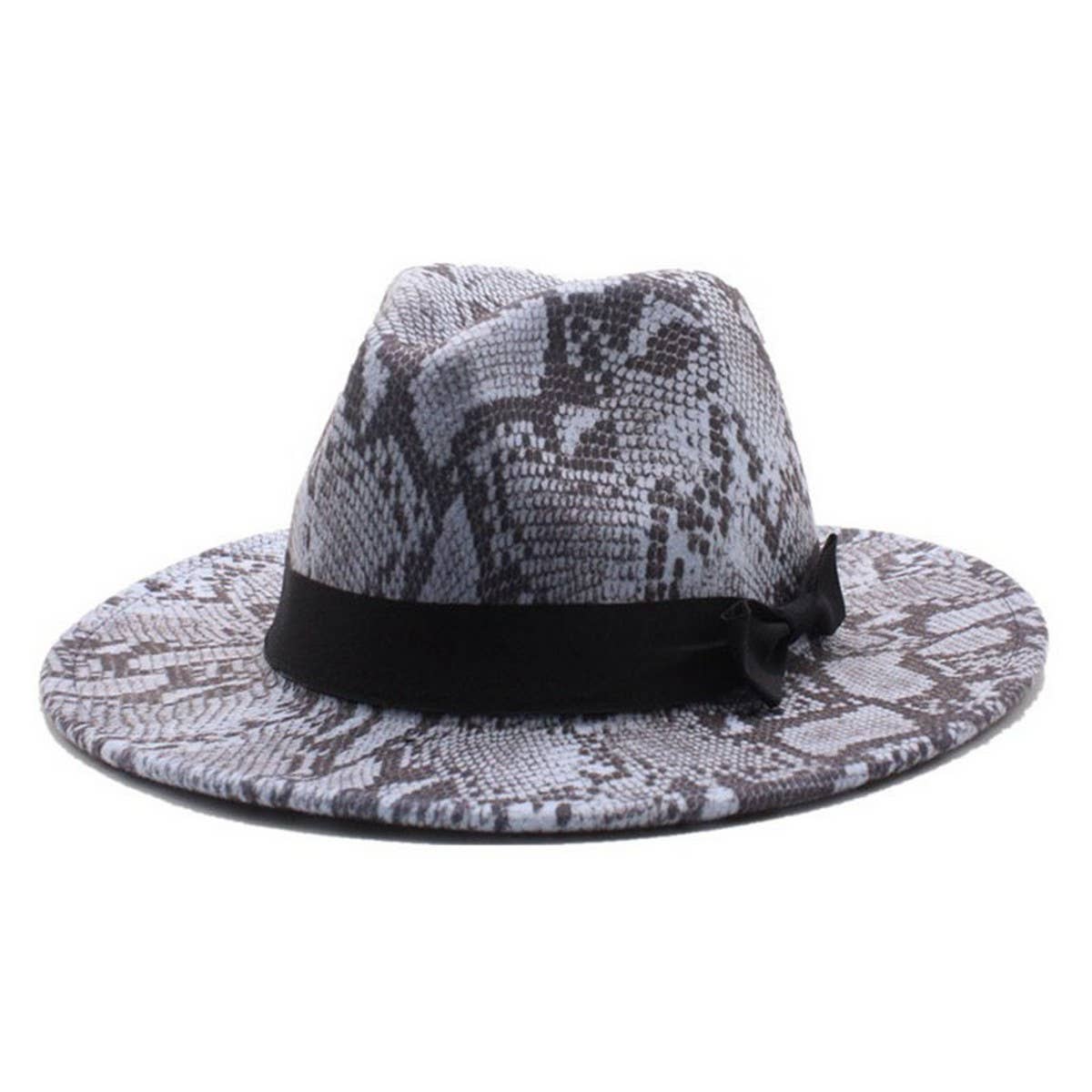 Tweed Hat Snake Pattern Hat Flat Brim Hat Jazz Hat_Cwah2590