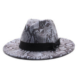 Tweed Hat Snake Pattern Hat Flat Brim Hat Jazz Hat_Cwah2590