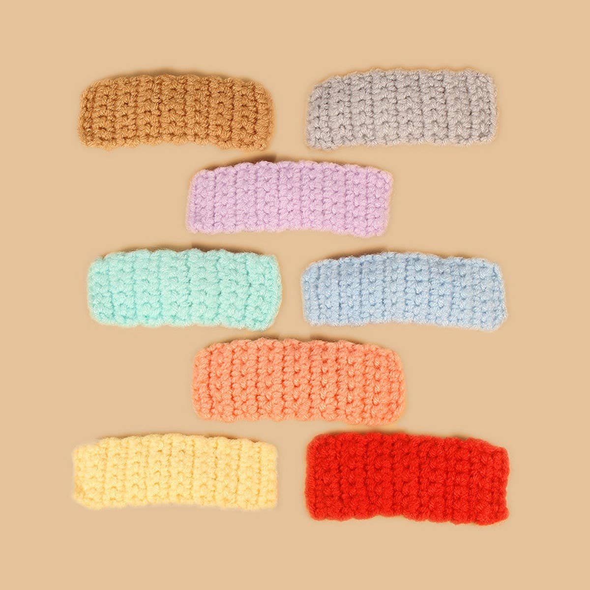 RECTANGULAR HAIR CLIP HANDMADE CROCHET YARN PIN_CWASC0836