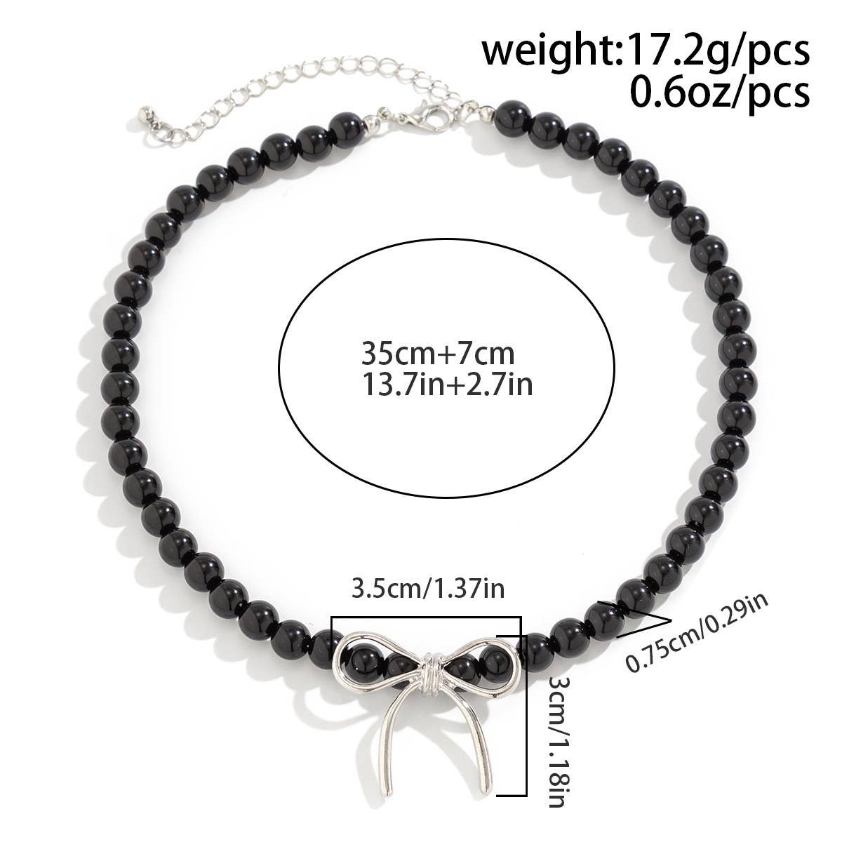 HOT SELLING BLACK BOW BEADED NECKLACE_CWAJE1171